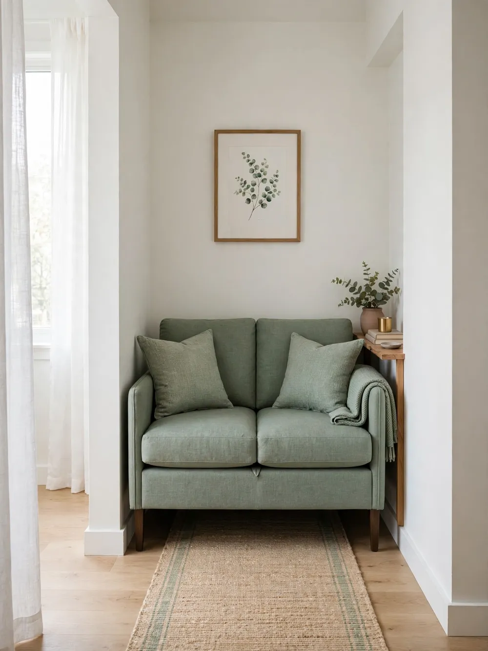 54-inch sleeper loveseat in a small alcove, compact footprint