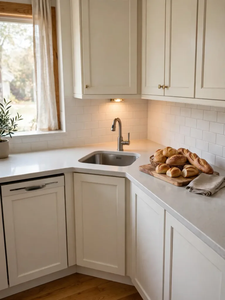 L-shaped kitchen layout with the sink set into the corner